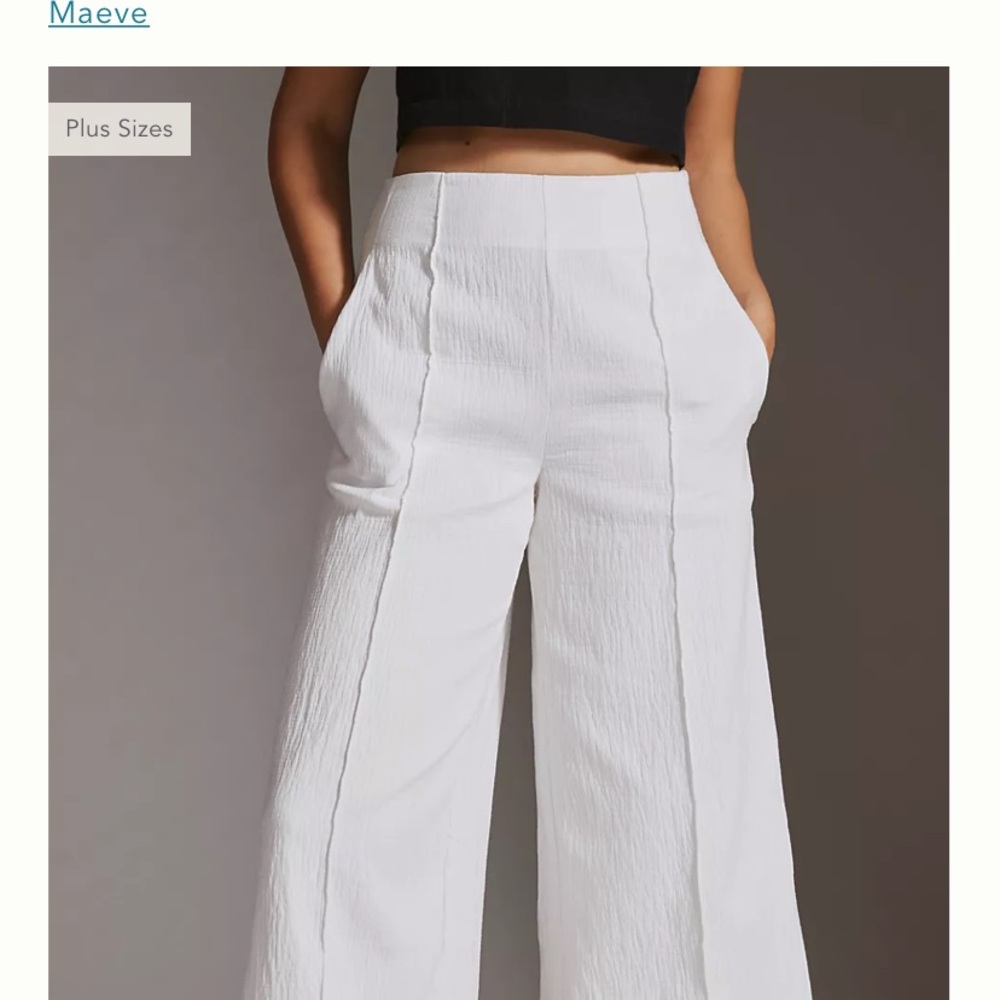 Anthropology Maeve Pintucked Wide-Leg Pants White - 8 new with tags